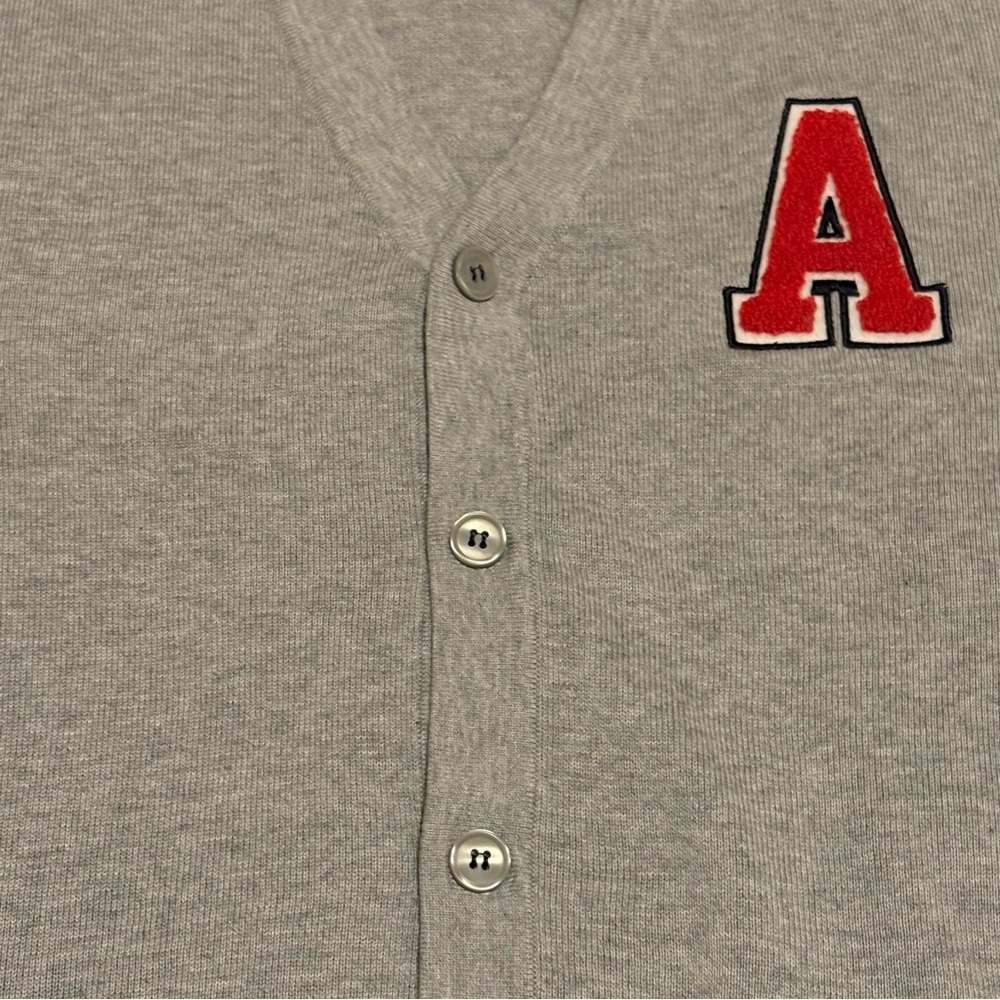 H&M Varsity‑Style Cardigan with Red-White-Navy Stripe Trim – Size S